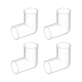 sourcing map 4Pcs Clear Elbow Fitting, 20mm/0.79" 2 Way Acrylic Elbow 90 Degree L-Shaped Pipe Fitting Adapter for Connecting Water Pipes
