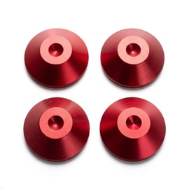 PrecisionGeek Cone Spike Pads, CNC Machined Insulation Washers for Hi-Fi Speakers, Subwoofers and Speaker Stands (Diameter 20 mm, 6 mm Thickness, Aluminium Red, Pack of 4)