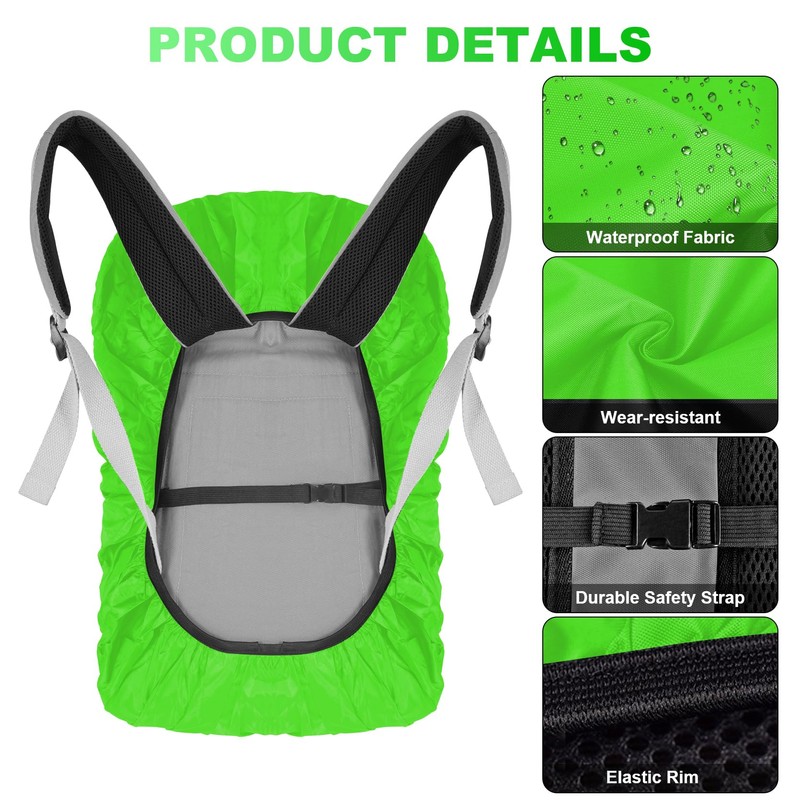 LAMA 2pcs Waterproof Rain Cover for Backpack, Reflective Rainproof Protector