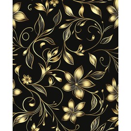 Black Gold Wallpaper Peel and Stick Dark Floral Paisley Contact Paper Waterproof Self-Adhesive White Golden Vintage Retro Flower Wall Paper for Bedroom Countertop Desk Cabinets Decor 17.4" x 118"