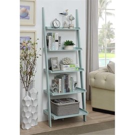 Pemberly Row Bookshelf Ladder in Sea Foam Green Wood Finish