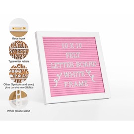 G GAMIT Letter Board Sign White Frame 10x10 - Felt Letter Board Baby Announcement Board with Typewriter Letters, White Letter Board Sign Board&Message Board with Stand and Canvas Bag.