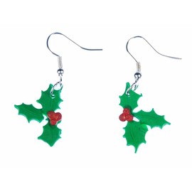 Christdorn Christusdorn Ohrringe Winterbeere Blätter Weihnachststern Weihnachten Zweige - Handmade Modeschmuck I Ohrhänger Ohrschmuck versilbert
