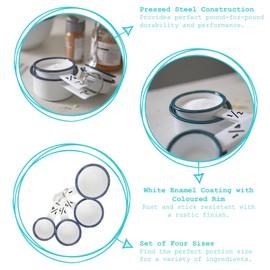 Argon Tableware 4 Piece Measuring Cup Set - Blue - Stackable Nesting Metal Kitchen Gadget Utensils Set Enamel Measuring Cups for Dry or Liquid Baking & Cooking Ingredient Measurements