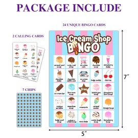 Disfuco Summer Party Games - Ice Cream Bingo Cards for Adults, Baby Shower Games, 24 Players