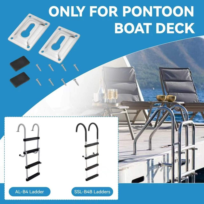 Boat Ladder Mounting Bracket Kit, Flush Mount Pontoon Ladder Hardware