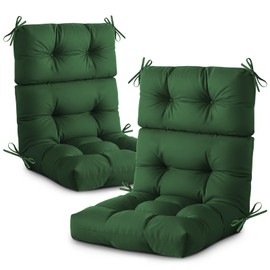 DANGHOOGY Outdoor/Indoor High Back Chair Cushion, 2 Pack Waterproof Outdoor Rocking Chair Cushion with Ties, Tufted Replacement Seat Cushions for Outdoor Furniture, Green