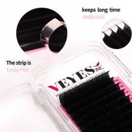 VEYES INC Classic Volume Lash Extensions 0.03-0.20 J/B/L/C/CC/D/DD Curl 5-25mm Mixed & Single Length Tray, Premium Silk Eyelashes, Professional Supplies for Lash Techs(Matte Black 0.05 D 17mm)