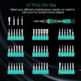 ORIA Small Screwdriver Set, 61 in 1 with 57 Bits Precision Screwdriver Set, Mini Repair Tool Kit with Extension Rod for Smartphone, Game Console, Tablet, PC, Green