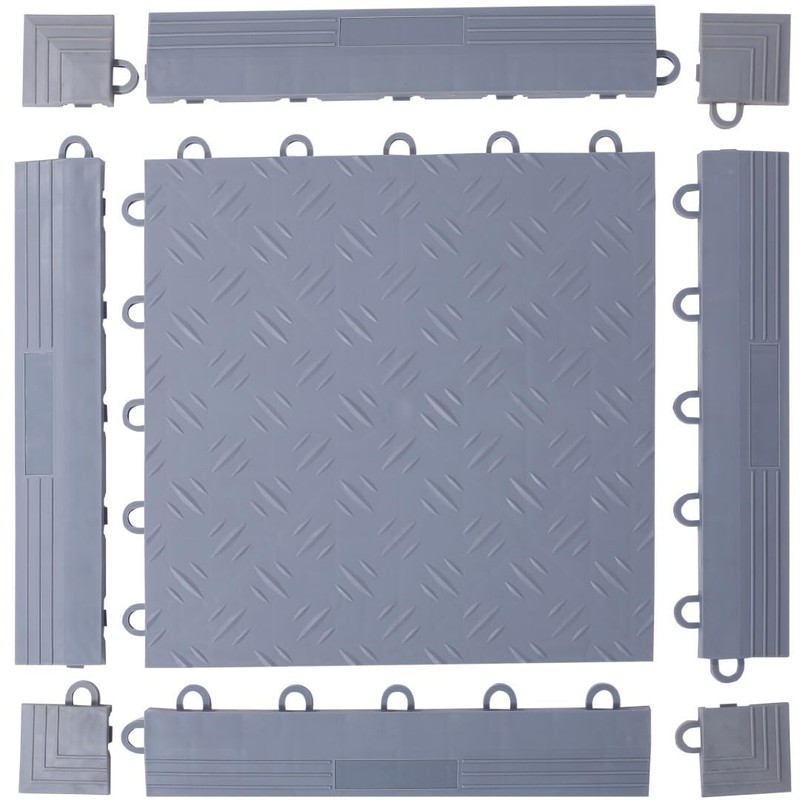 ISL Garage Tile, Solid Side Parts, Male Type, Gray, Set