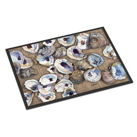 Caroline's Treasures 8734JMAT Oyster Doormat 24x36 Front Door Mat Indoor Outdoor Rugs for Entryway, Non Slip Washable Low Pile, 24H X 36W