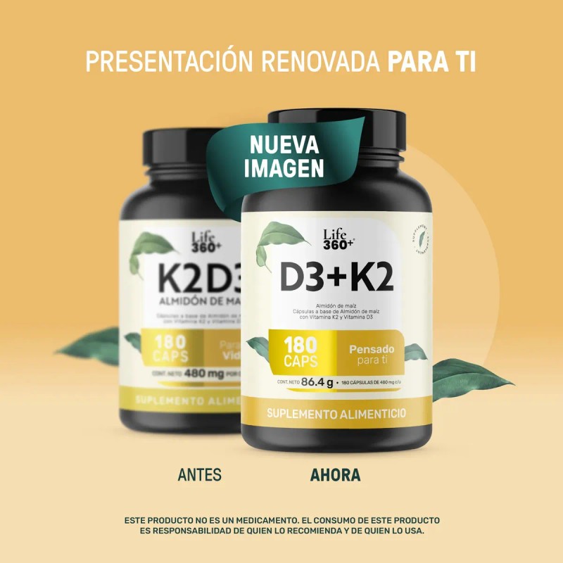 Suplemento Cápsula Life360 Life 360 K2d3 Almidón Maíz Vitaminas 480mg