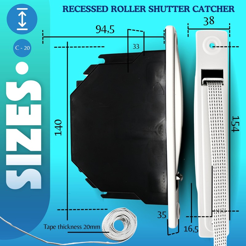 DOJA Barcelona Roller Shutter Belt Winder Flush-Mounted 20 mm Blind