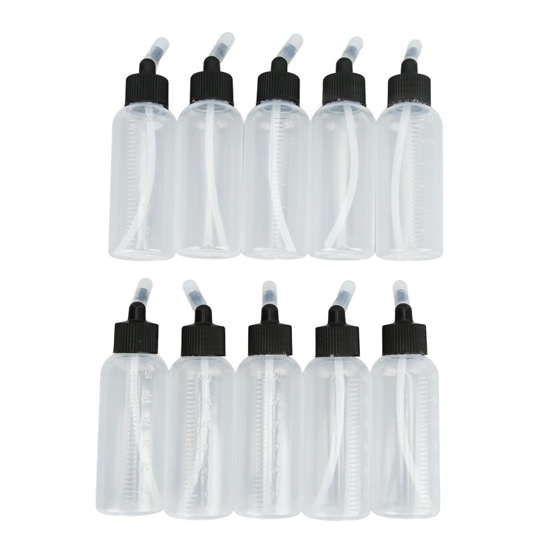 10Pcs Hair Oil Bottle 60ml Leakproof High Temperature Resistant Transparent