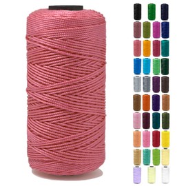 Tsuisho 1.5mm x 219 Yards Polyester String Cord for Knitting and Crochet, 100% Polypropylene Macrame Cord for Hats, Bags, Purses, Shoes, Plant Hangers, DIY Crafts - Coral