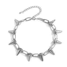Punk Bullet Choker Necklace for Women Men Goth Studded Necklace Adjustable Vintage Spike Rivet Chokers Necklace Rock Night Club Spike Collar Jewelry (Silver1)