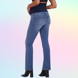 Savi Parker Women's Maternity Bootcut Jeans with Pockets –Fall Maternity Clothes- Pregnancy Must Haves Maternity Jeans Over The Belly - 32.5" Inseam (L, Marina Wash)