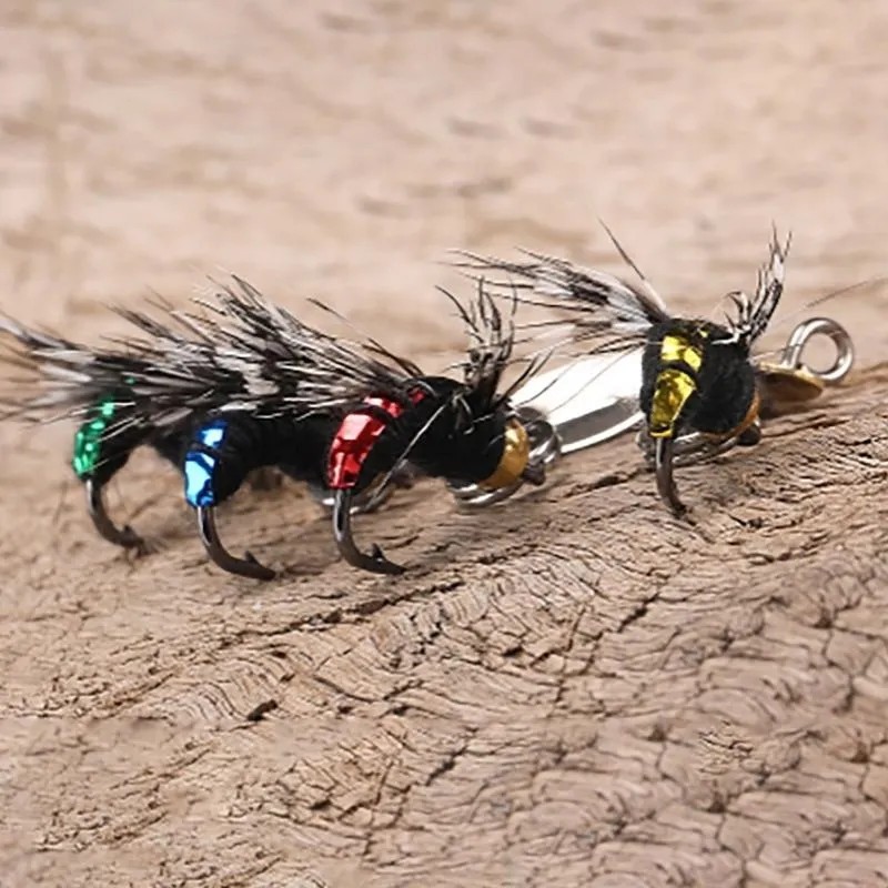 Juego De Señuelos Para Pescar Insectos Con Mosca, 5 Unidades