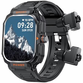 Smartwatch mit Kopfhörer kabellos unsichtbar in Ear Kopfhörer Bluetooth Uhr mit Kopfhörer drin mini klein Earbuds Schrittzähler Gesundheitsuhr Blutdruck Pulsuhr Sportuhr Herren Musik Telefonfunktion