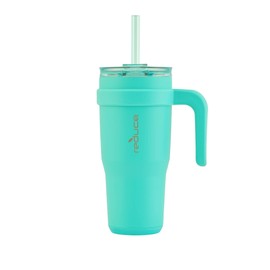 Reduce 24 oz Stainless Steel Tumbler with Handle - Dual-Wall Vacuum Insulated Travel Mug, Sweat-Proof Lid & Reusable Straw - Keeps Drinks Cold for 24 Hrs, Fits Cupholders, Dishwasher Safe-Ocean Breeze
