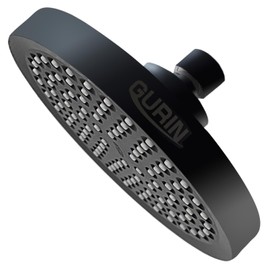 GURIN Shower Head High Pressure Rain, Luxury Bathroom Showerhead with Adjustable Angles, Anti-Clogging Silicone Nozzles - Matte Black, 6 Inch Round