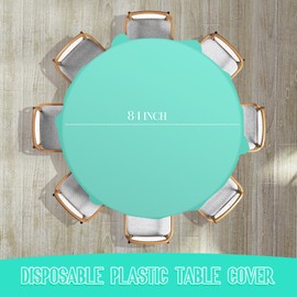 MASHAN 12Pcs Plastic Round Pastel Color Tablecloths,Mix Color Table Cloth Disposable Round Table Covers for Baby Shower, Wedding,Birthday Party,Spring Easter and Summer Party Decorations, 84 Inch