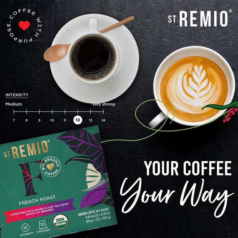 ST REMIO Coffee Pods Single Serve Cups, Dark Roast, Compatible