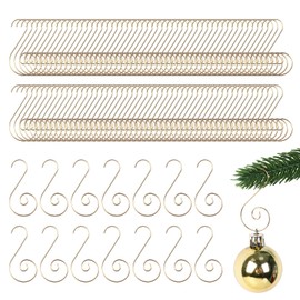 Miukada Christmas Ornament Hooks, Christmas Ornament Hangers 120Pcs, Small Metal Decorative Ornament Hooks for Christmas Tree Decorations-Gold