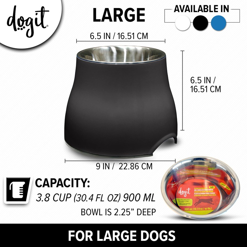 Dogit Dogit 2-in-1 Elevated Dish/Bowl, Black, 900 ml