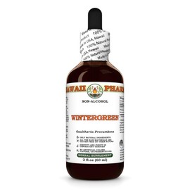 Wintergreen (Gaultheria Procumbens) Dry Leaf Glycerite, Made in Hawaii, All Natural, Vegan, Lab Tested Alcohol-Free Liquid Extract - 2 fl.oz