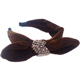 Topkids Accessories Velvet Bow Alice Bands Adult Women, Hair Accessories for Women, Hair Bands for Women, Thick Headband, Womens Headbands, Head Bands Adult Women, Wide Headbands (Brown)