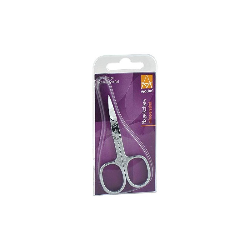 Apoline Nail Scissors 9 cm Micro-Toothed Chrome-Plated Pack of 1
