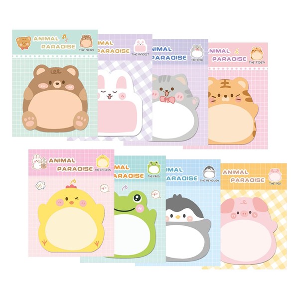 8pcs Cute Sticky Notes, Self-Stick Note Pads Contain Assorted Cartoon