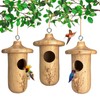 Hummingbird House, 3Pcs Humming Bird House for Outside Hanging, Natural