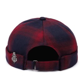 Unisex Docker Cap Hats Skullcap Beanie Worker Sailor Cap Brimless Cap Retro Rolled Cuff Skull Caps with Adjustable (8423*Red)