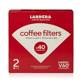 Hario-Compatible #2 Oxygen-Bleached White Coffee Filters for V60 Dripper, 40ct
