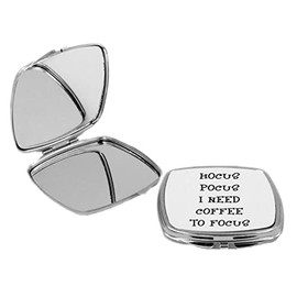 Sam Sandor - HOCUS POCUS I need Coffee to Focus - Square Compact Mirror Personal Mirror