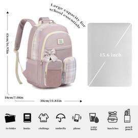 RJEU Girls Backpack for School,Teens Cute Book Bag with Laptop Compartment for High School Students,Mochilas Escolares para Niñas（Pink）