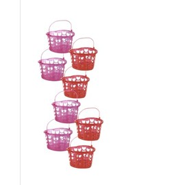 SOL MAR 8Pcs Red and Pink Heart Shaped and Slotted Baskets with Handles - Perfect for Valentine's Gift Giving, Holds a Ton of Treats Classroom Office Party Celebration with Bonus Trunbva