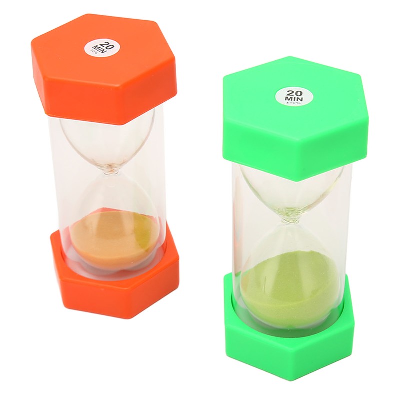 2Pcs Sand Timer 20 Minutes Hexagonal Shape Durable Plastic Widely