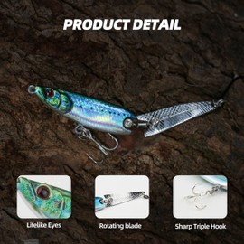 Probite Tail Spinners Fishing Lures – 3PCS per Box, 3, Blade Baits for Bass, Trout, Freshwater & Saltwater (1.41 oz)