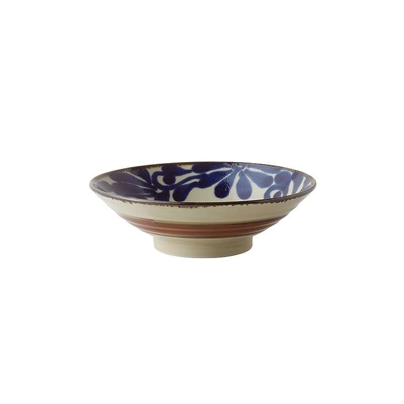 Showa Ceramics Ryukyu Ruri Arabesque 8.0 Noodle Bowl, Diameter 9.6
