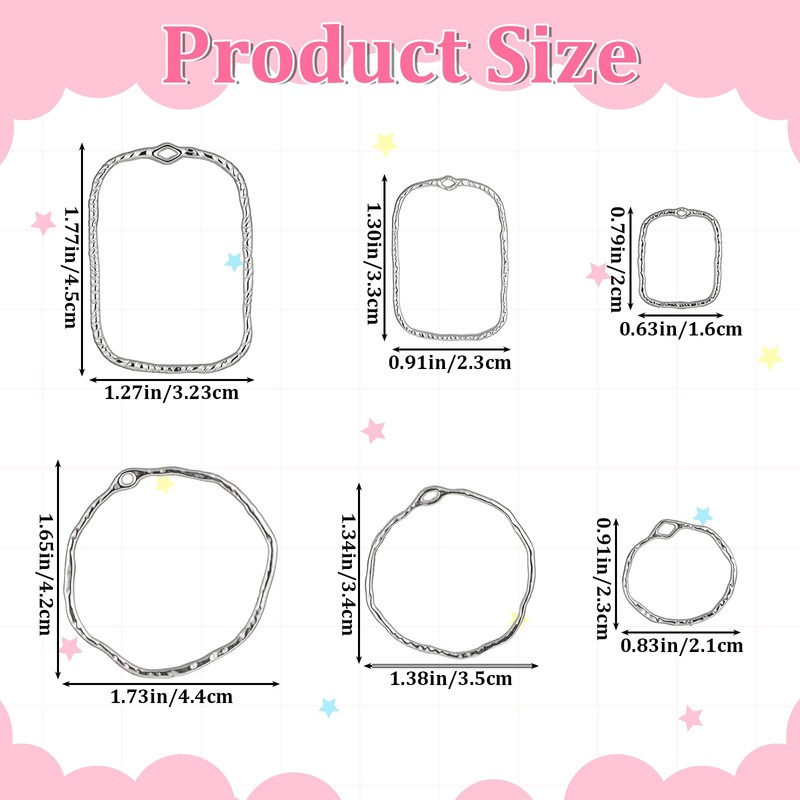 48 Pcs Open Bezels for Resin, Alloy Open Back Bezel
