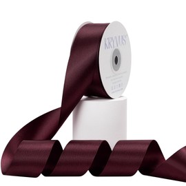 Kryvus Burgundy Satin Ribbon, Double Faced 1-1/2 Inch X 25 Yards, Premium Satin Ribbon for Gift Wrapping, Crafts, Hair Bow Making, Sewing, Flower Bouquet, Wedding Party Decor