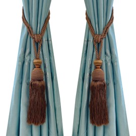 Selling Wonderful Curtain Holdbacks Curtains Tiebacks Home Decorative Braided Buckle Fastener Accessories Window Drapery Ball Tassels Tiebacks, Set of 2 (Coffee)