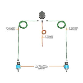 GlowShift White 7 Color Dual Digital 220 PSI Air Pressure Gauge Kit - for Air Ride Suspension Systems - Includes 2 Electronic Sensors - Multi-Color LED Display - Clear Lens - 2-1/16" 52mm