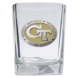 Heritage Pewter GT Square Shot Glass | Hand-Sculpted 1.5 Ounce Shot Glass | Intricately Crafted Metal Pewter Alma Mater Inlay