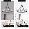 SYGELER Matte Black + Gold Wagon Wheel Chandelier Farmhouse Crystal