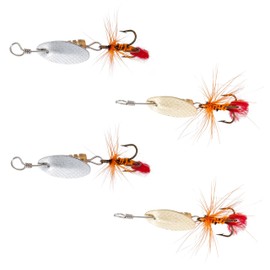 Orurdo Fishing Gear qb100128a01n0 Trout and Tube Fishing Cheats! Spinner, 0.1 oz (3 g), 2.0 inches (5.2 cm), Set of 4, Lure Set, For Mountain Streams, With Bristles, Fli Fusion Type