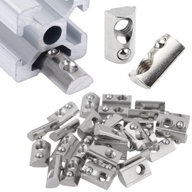 Pack of 20 M6 T-Slot Nuts with Ball Nut 8 for 3030 Aluminium Profile with Centring Spring Ball, 30 Series Slot Nut M6 Thread, Carbon Steel Sliding Nut T Slot Stones Set for Aluminium C Profile 3D